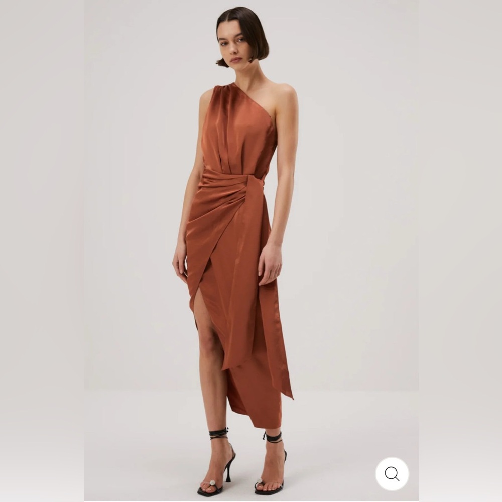 Elegant One-Shoulder Dress in Copper